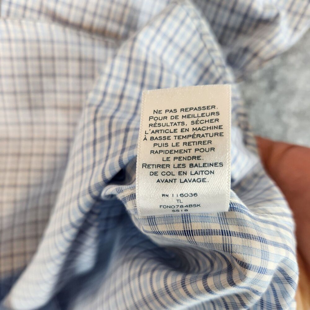 Charles Tyrwhitt Dress Shirt Men 17/36 Blue Plaid‎ Slim Non Iron Work Business - Picture 6 of 10